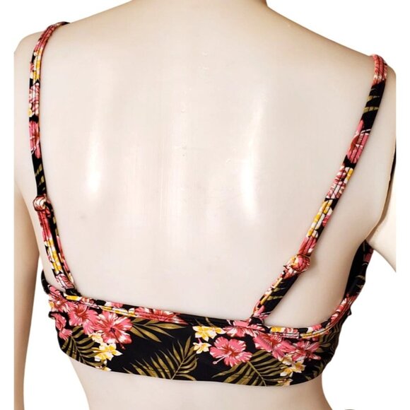 Cabana Del Sol Lg Bikini Top X Marks the Spot Wrap Hibiscus Tropical Swimwear - Picture 5 of 11